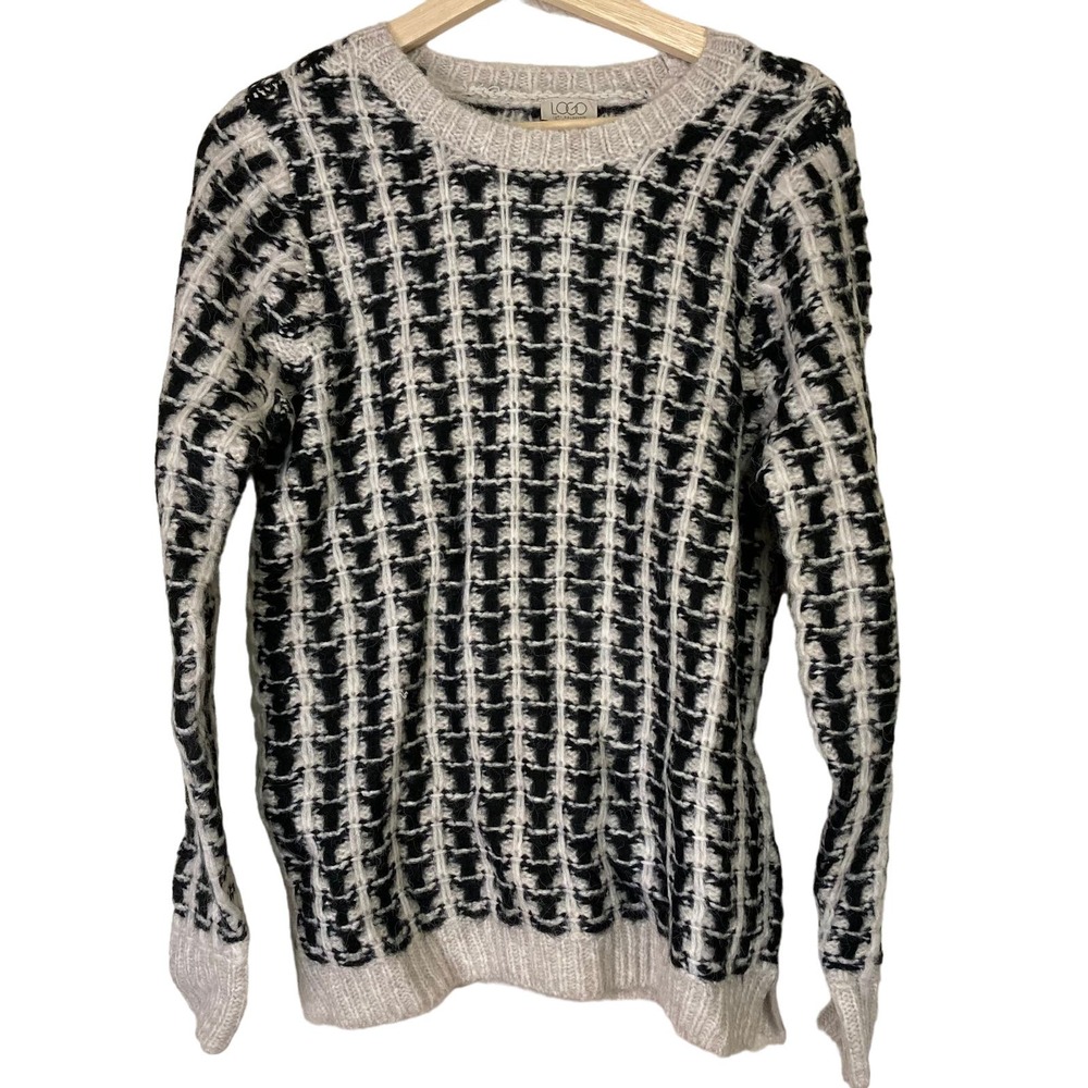 A631311 LOGO by Lori Goldstein Brushed Jacquard Sweater Alabaster XXS